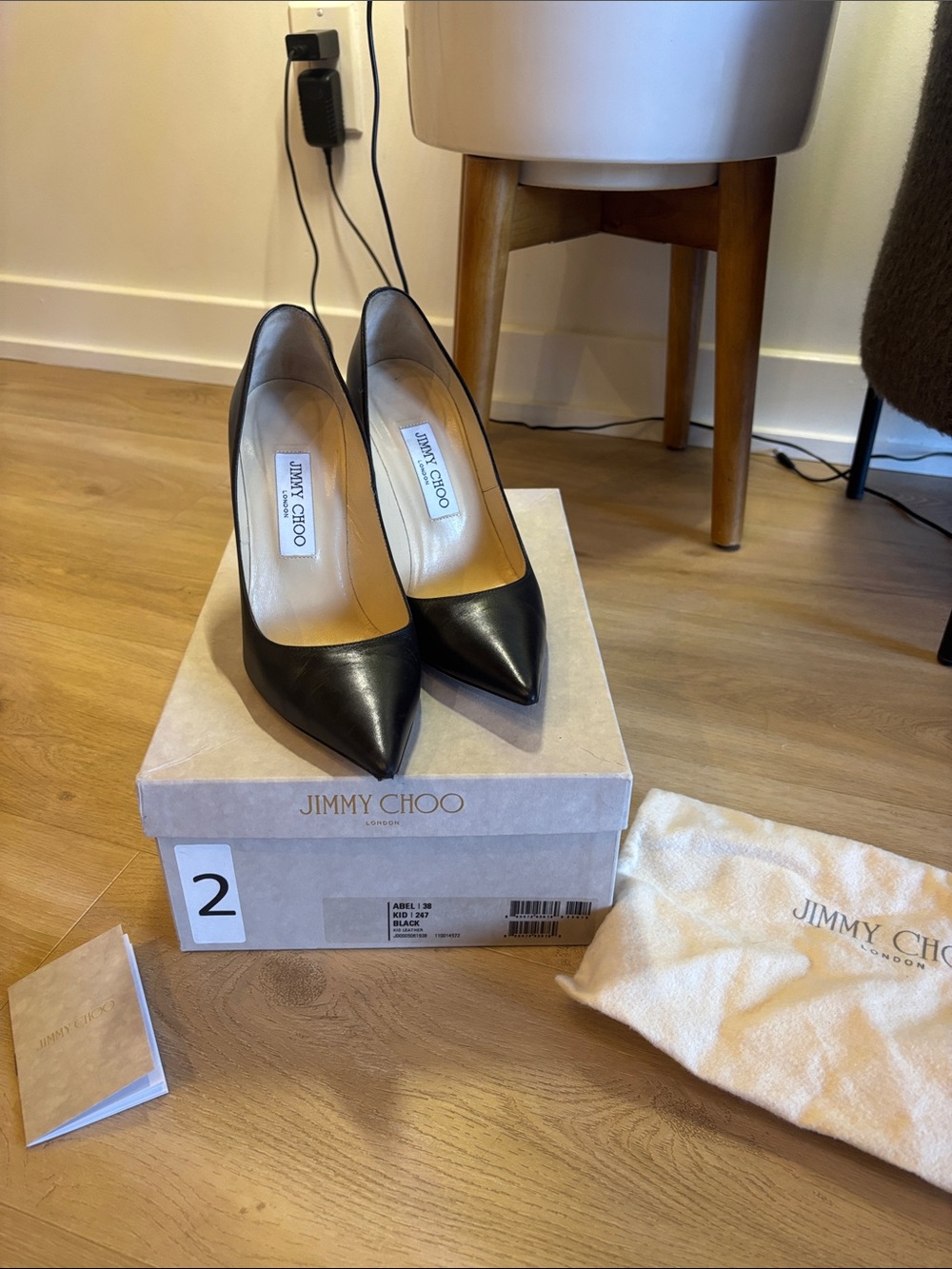 Jimmy Choo Black Leather Pointed Toe Pumps - Classic Stiletto